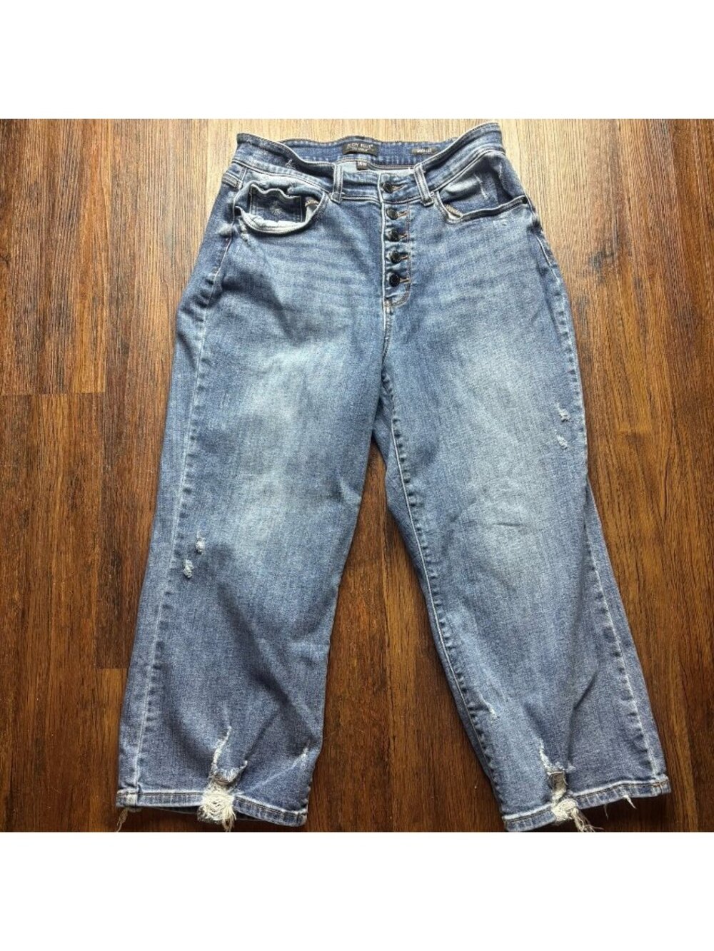 Judy Blue Wide Leg Jeans JB82509MD Distressed Cropped Medium Wash Size 14W